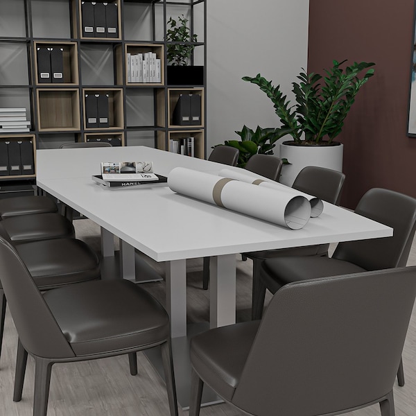 45 in W, 120 in L, 29 in H, Engineered Wood Top, Grey